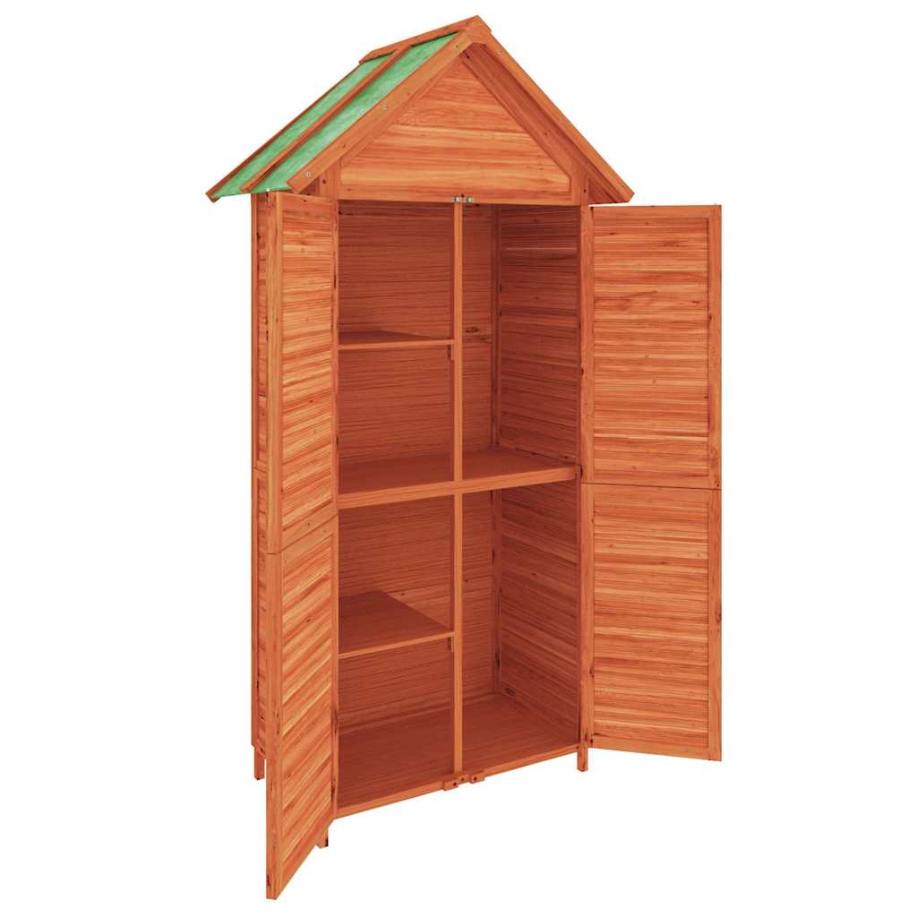 redskabsskur til haven 89x52,5x175 cm massivt fyrretræ brun