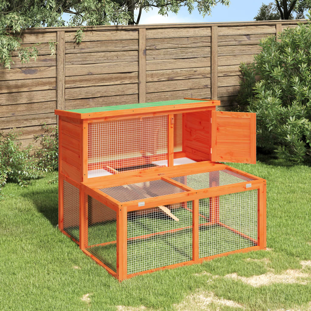 kaninbur 102x90x84,5 cm massivt fyrretræ brun billede