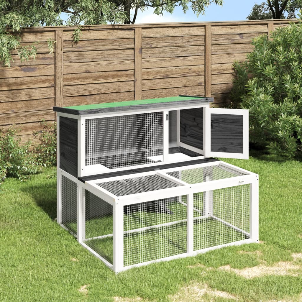 kaninbur 102x90x84,5 cm massivt fyrretræ grå billede