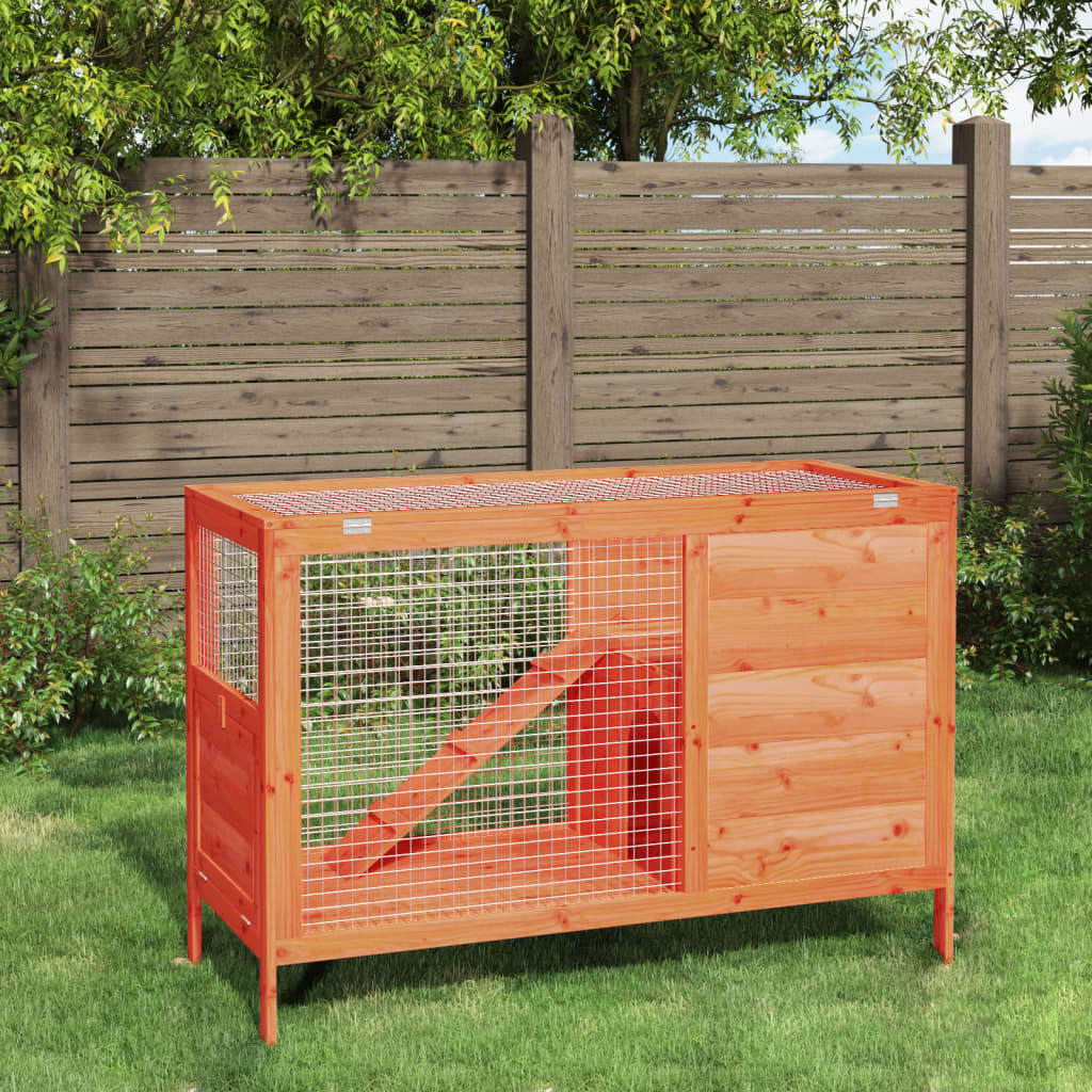kaninbur 103x44x69,5 cm massivt fyrretræ brun billede