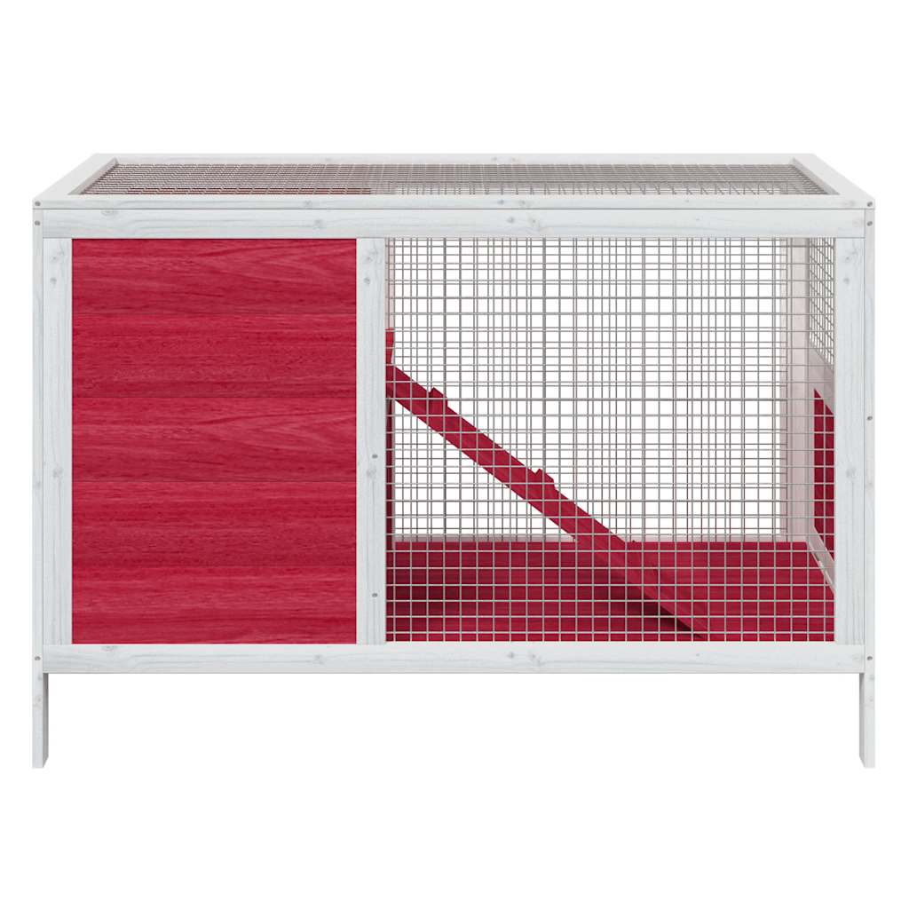 kaninbur 103x44x69,5 cm massivt fyrretræ rød