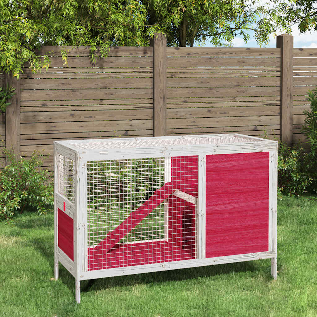 kaninbur 103x44x69,5 cm massivt fyrretræ rød
