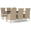 spisebordssæt til haven 7 dele med hynder polyrattan beige
