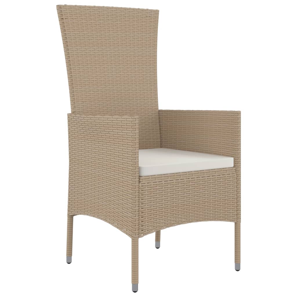 spisebordssæt til haven 11 dele med hynder polyrattan beige