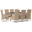 spisebordssæt til haven 9 dele med hynder polyrattan beige