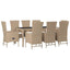 spisebordssæt til haven 9 dele med hynder polyrattan beige