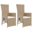 spisebordssæt til haven 3 dele med hynder polyrattan beige