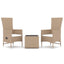 loungesæt til haven 3 dele polyrattan og stål beige