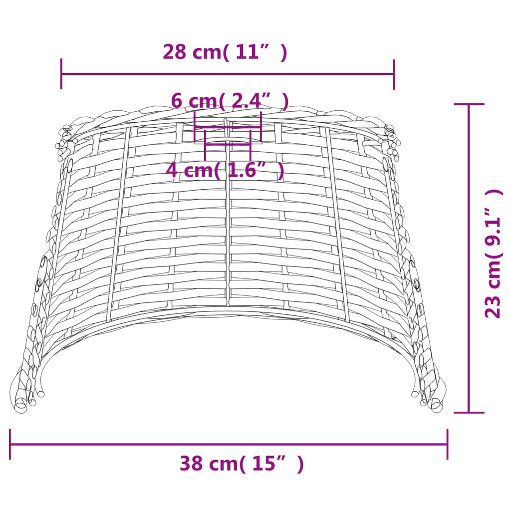 lampeskærm til loftlampe Ø38x23 cm flet hvid