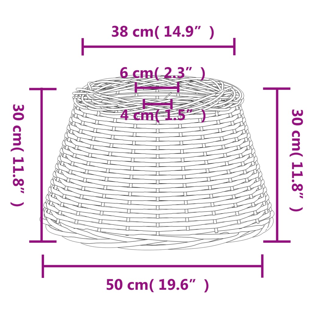 lampeskærm til loftlampe Ø50x30 cm flet hvid