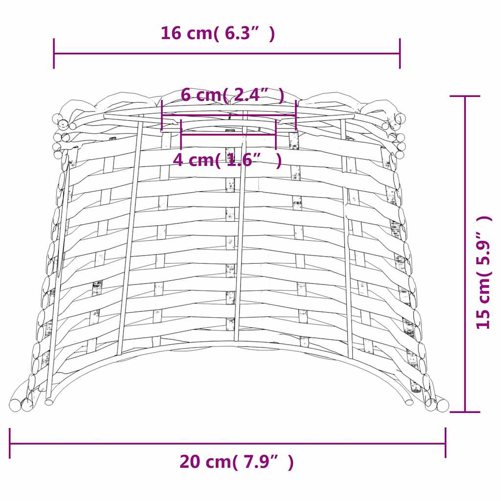 lampeskærm til loftlampe Ø20x15 cm flet brun
