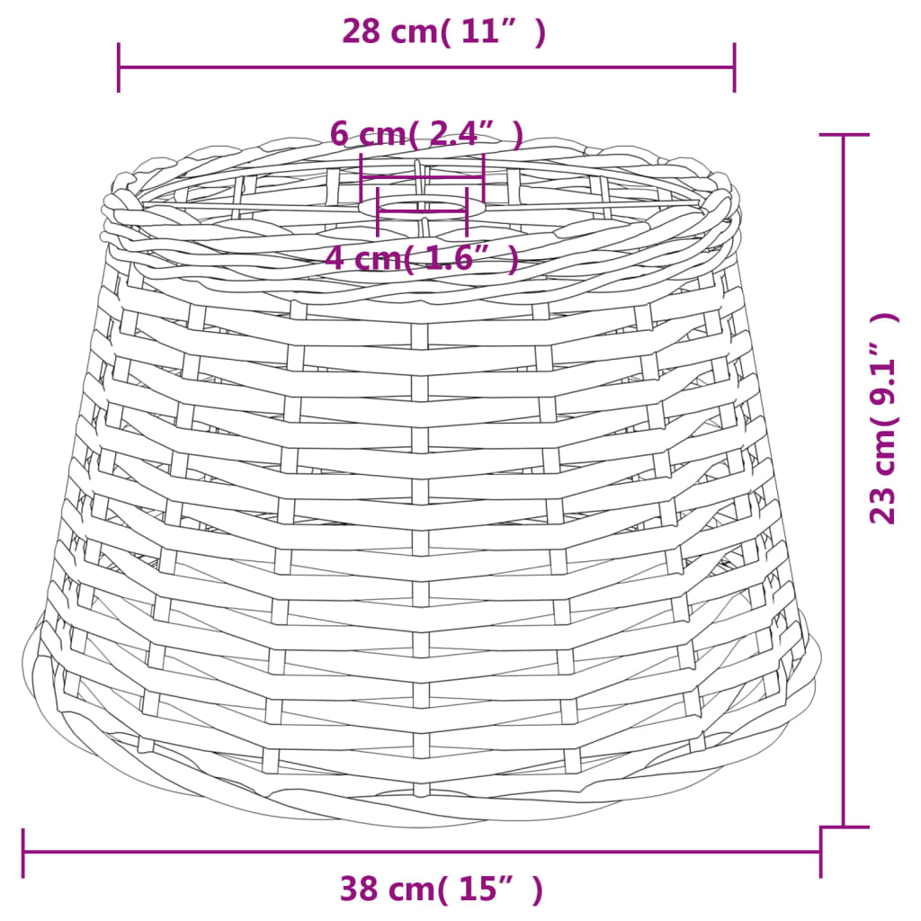 lampeskærm til loftlampe Ø38x23 cm flet brun