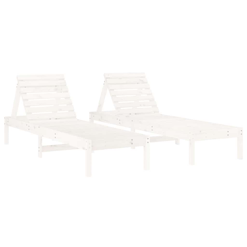 liggestole 2 stk. 199,5x60x74 cm massivt fyrretræ hvid