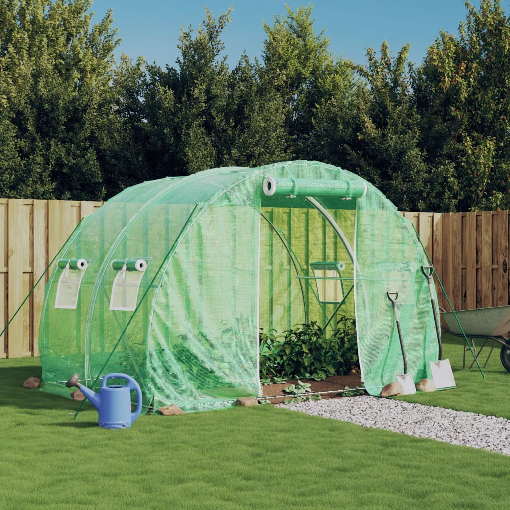 drivhus med stålstel 6 m² 3x2x2 m grøn billede