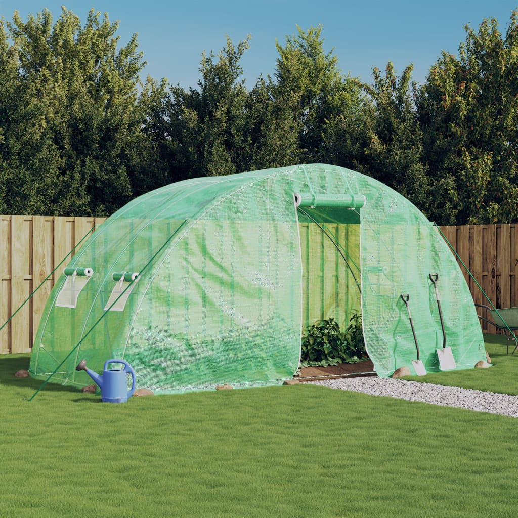 drivhus med stålstel 10 m² 5x2x2,3 m grøn billede