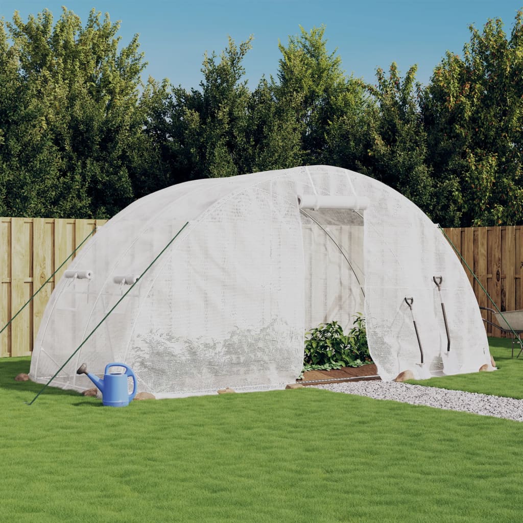 drivhus med stålstel 10 m² 5x2x2,3 m hvid billede