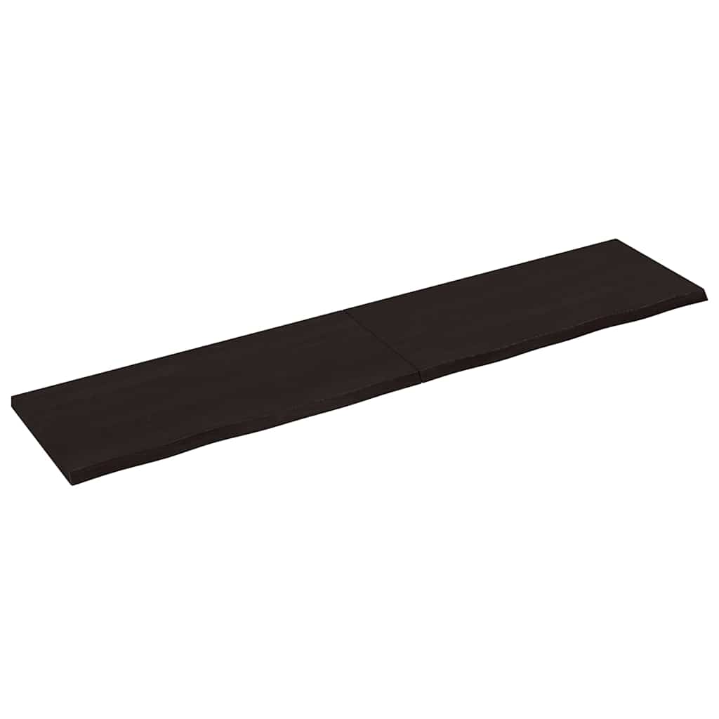 væghylde 220x50x(2-4) cm behandlet massivt egetræ mørkebrun