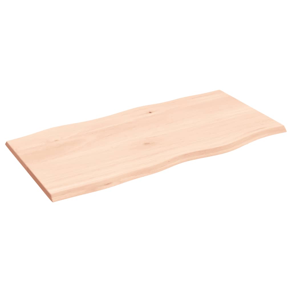 bordplade 100x50x2 cm naturlig kant ubehandlet massivt egetræ