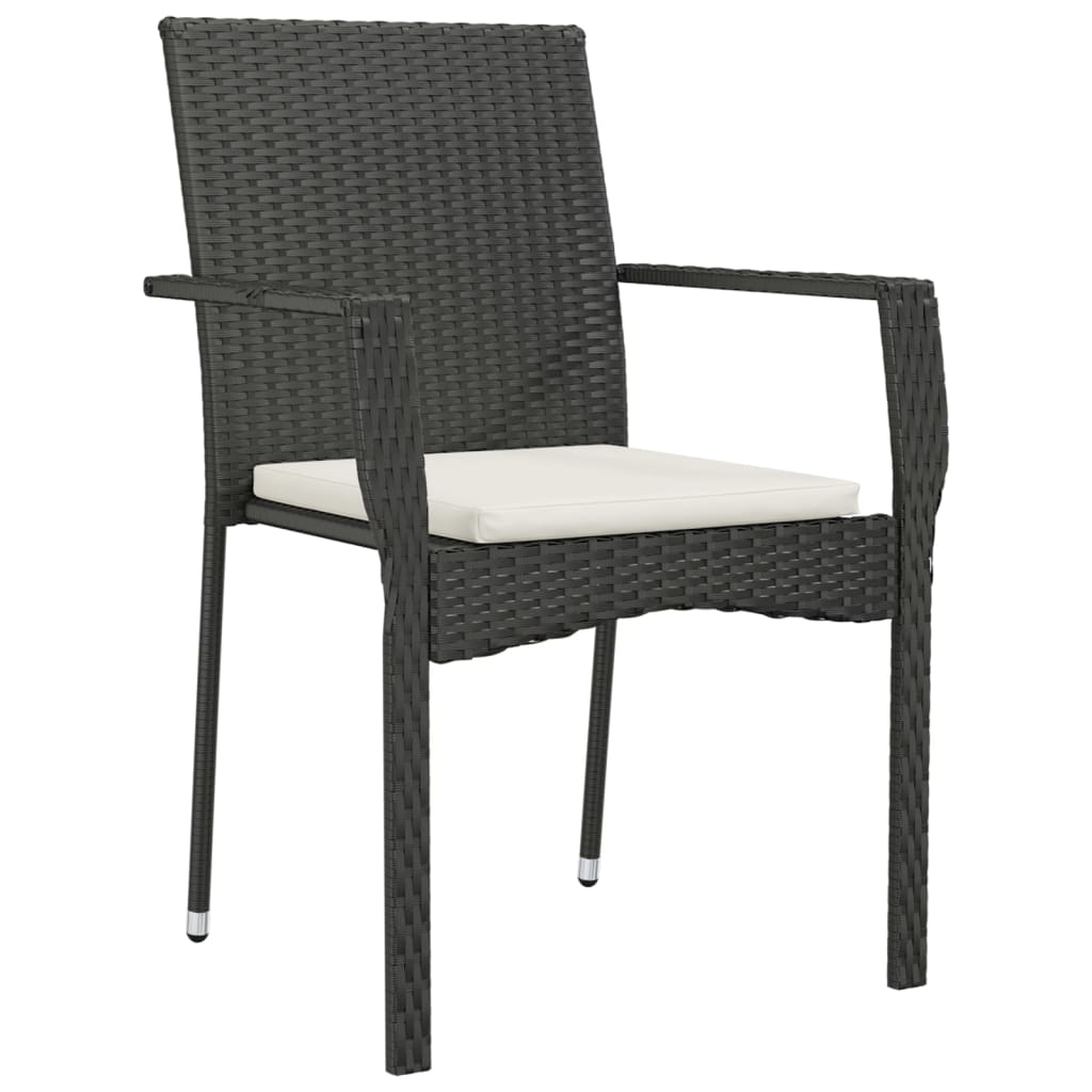 spisebordssæt til haven 9 dele med hynder polyrattan sort