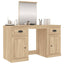 makeupbord med spejl 130x50x132,5 cm brun sonoma-eg