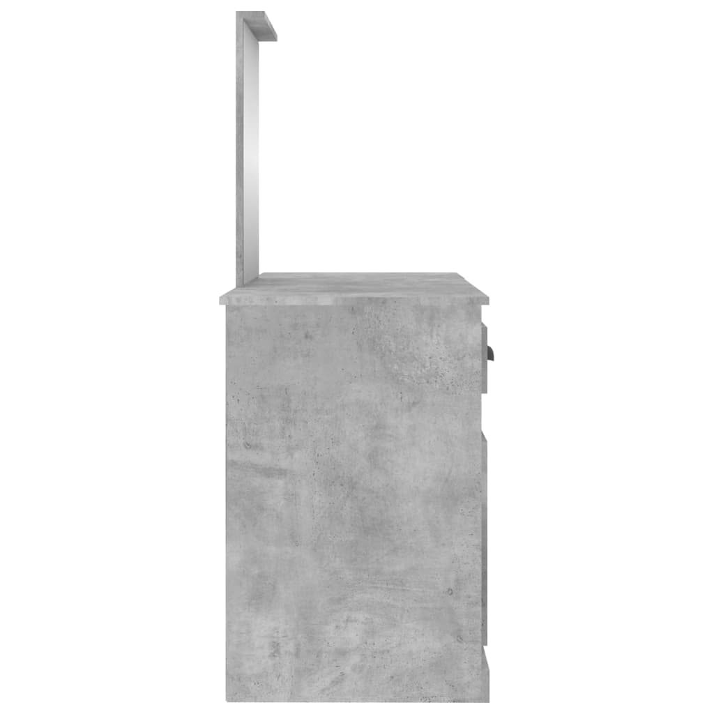 makeupbord med spejl 130x50x132,5 cm betongrå