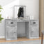 makeupbord med spejl 130x50x132,5 cm betongrå