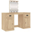 makeupbord med LED-lys 130x50x132,5 cm brun sonoma-eg