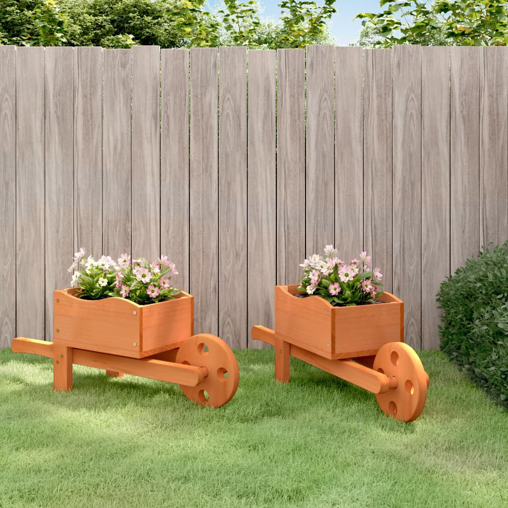 plantekasser 2 stk. trillebørsdesign 47x15x19 cm massivt fyr