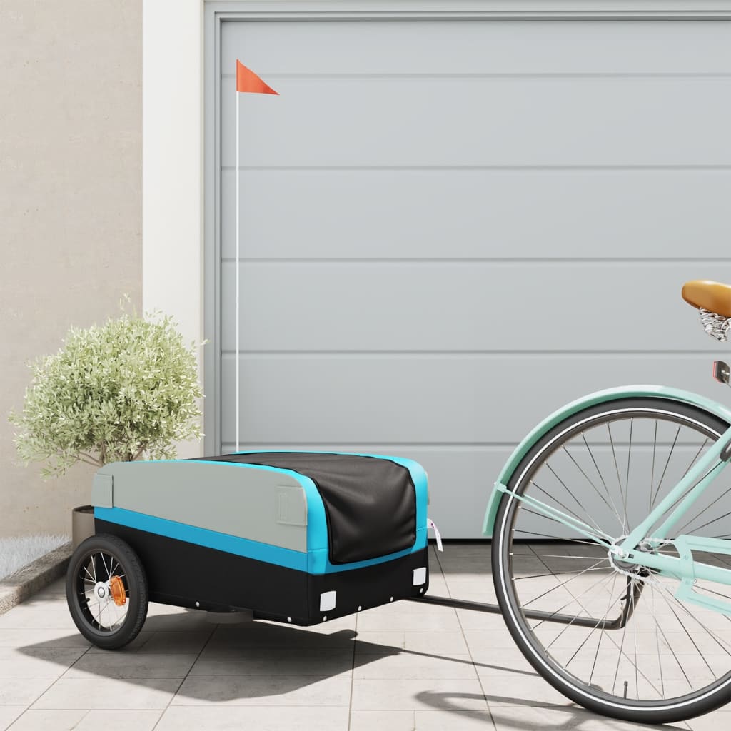 cykelanhænger 30 kg jern sort og blå billede