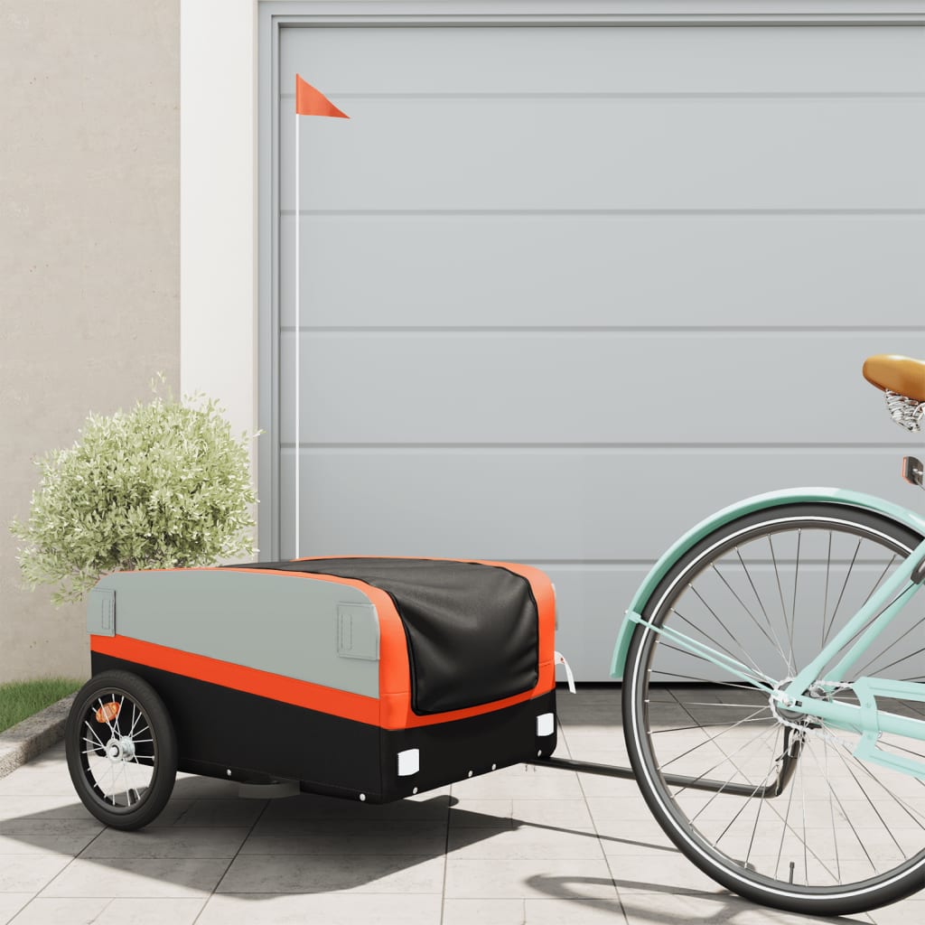 cykelanhænger 45 kg jern sort og orange billede