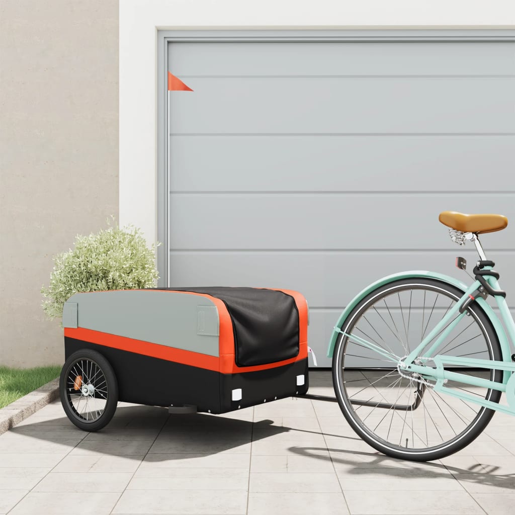 cykelanhænger 45 kg jern sort og orange billede