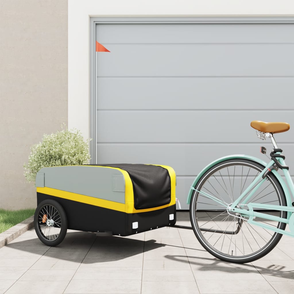 cykelanhænger 45 kg jern sort og gul billede
