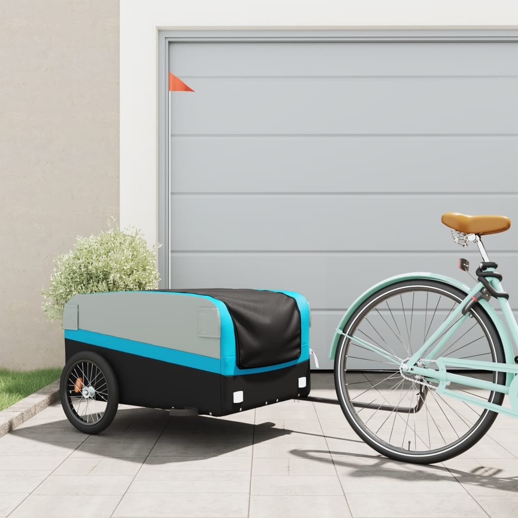 cykelanhænger 45 kg jern sort og blå billede
