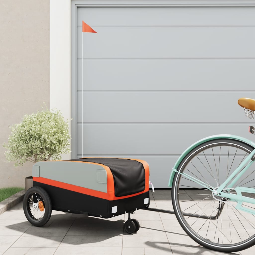 cykelanhænger 30 kg jern sort og orange billede