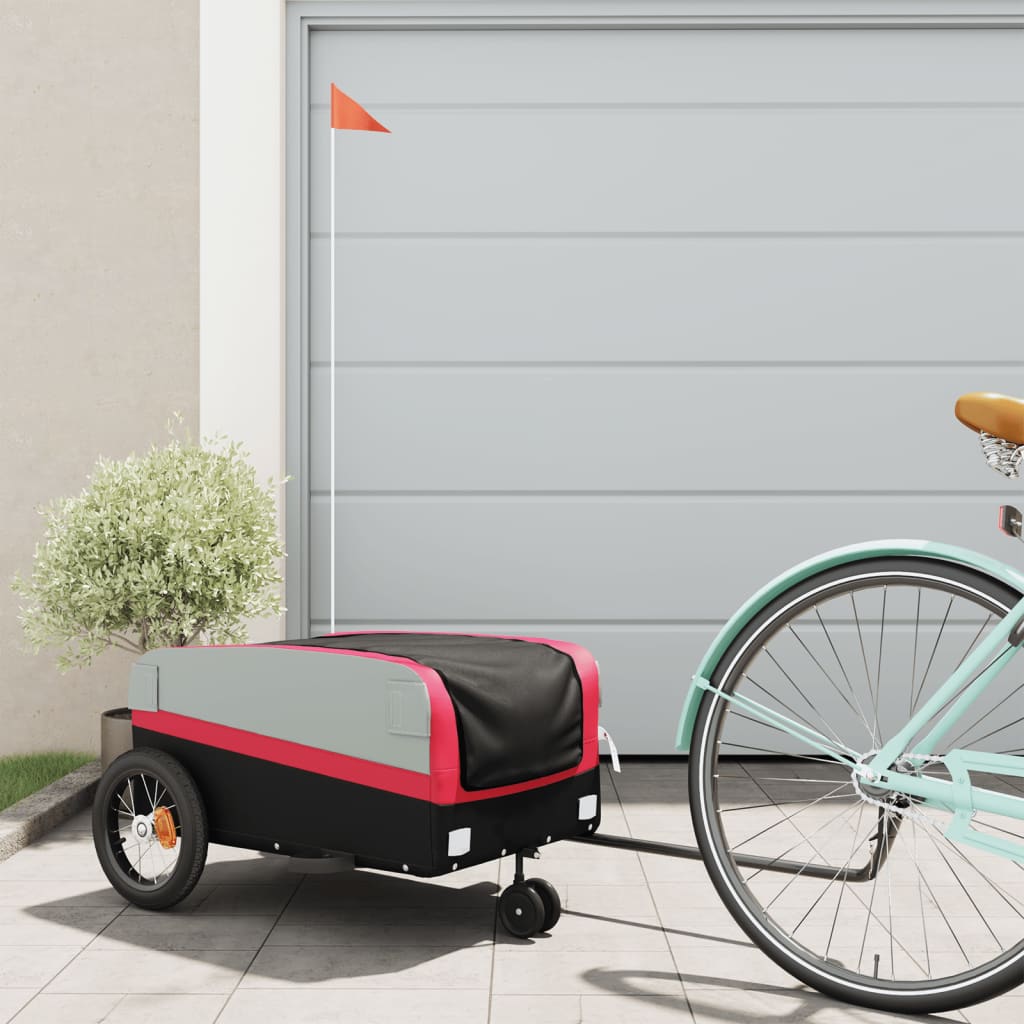 cykelanhænger 30 kg jern sort og rød billede