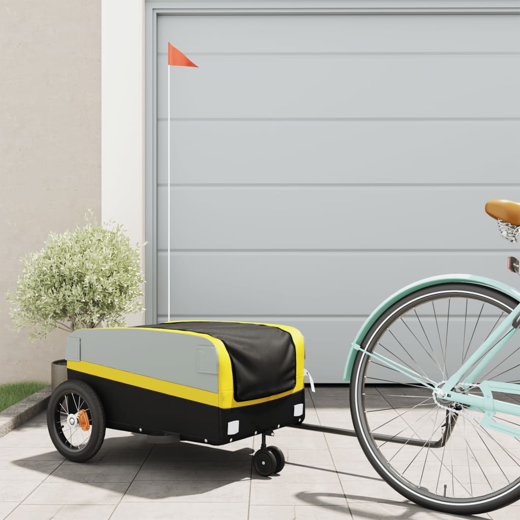 cykelanhænger 30 kg jern sort og gul billede