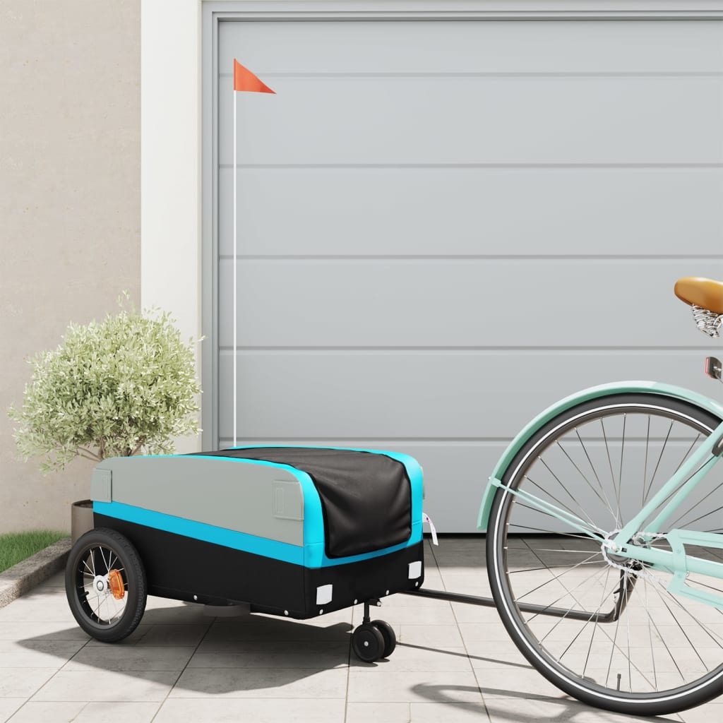 cykelanhænger 30 kg jern sort og blå billede