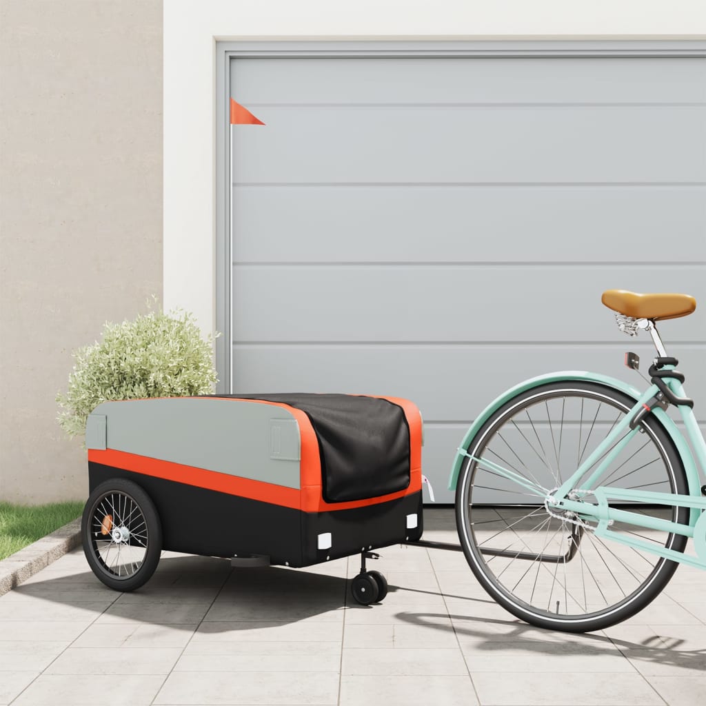 cykelanhænger 45 kg jern sort og orange billede