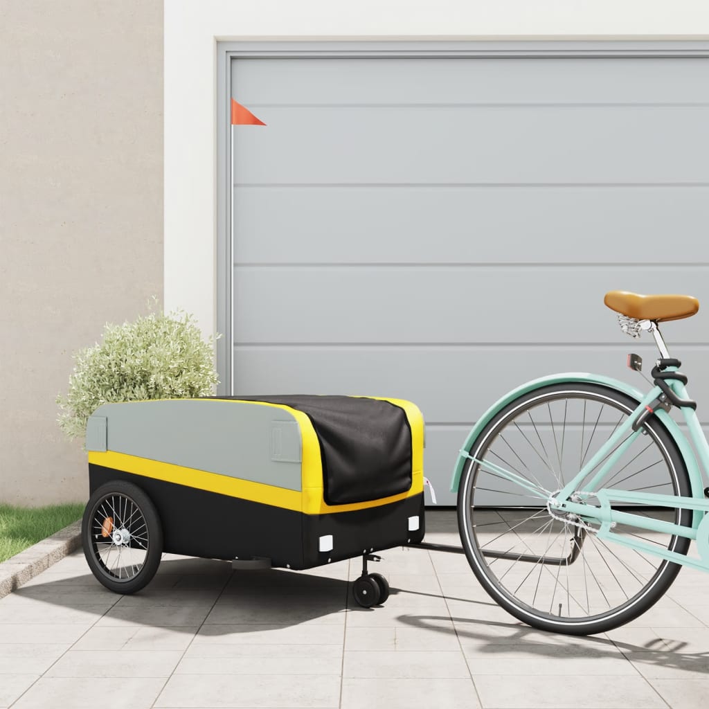 cykelanhænger 45 kg jern sort og gul billede