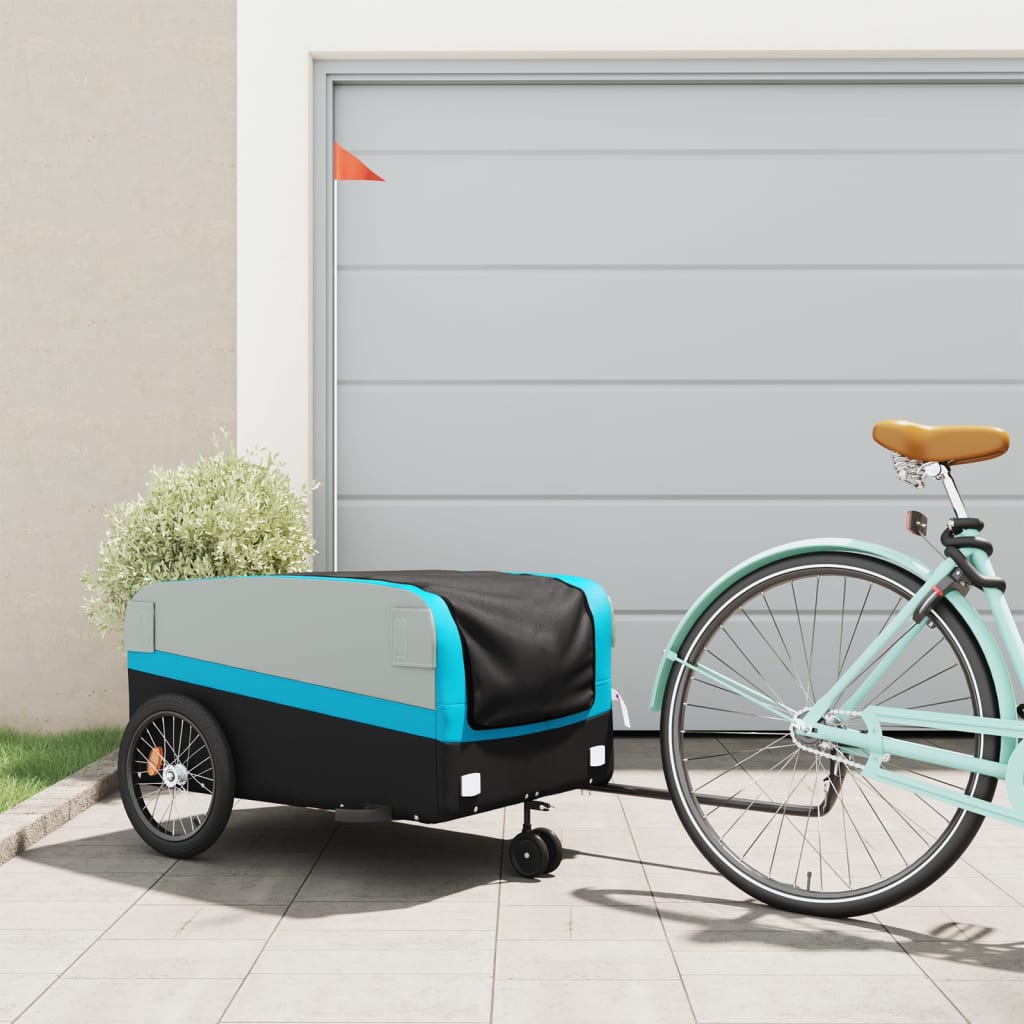 cykelanhænger 45 kg jern sort og blå billede