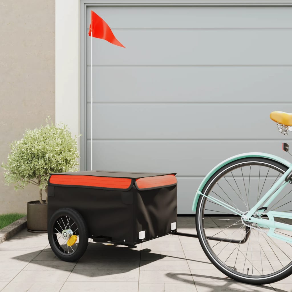 cykelanhænger 30 kg jern sort og orange billede