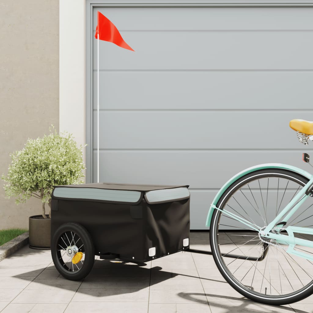 cykelanhænger 30 kg jern sort og grå billede
