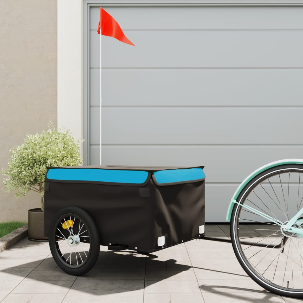 cykelanhænger 45 kg jern sort og blå billede