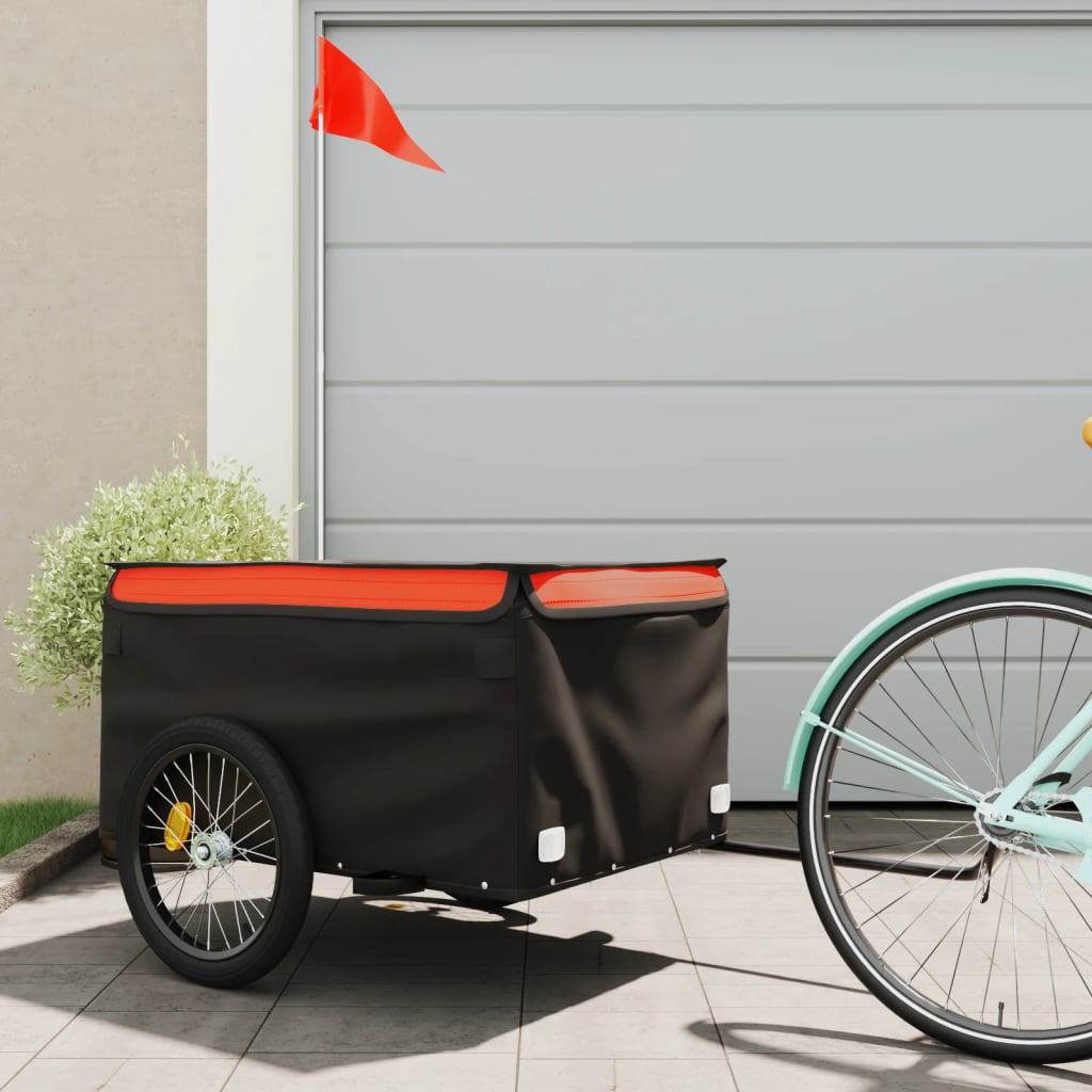 cykelanhænger 45 kg jern sort og orange