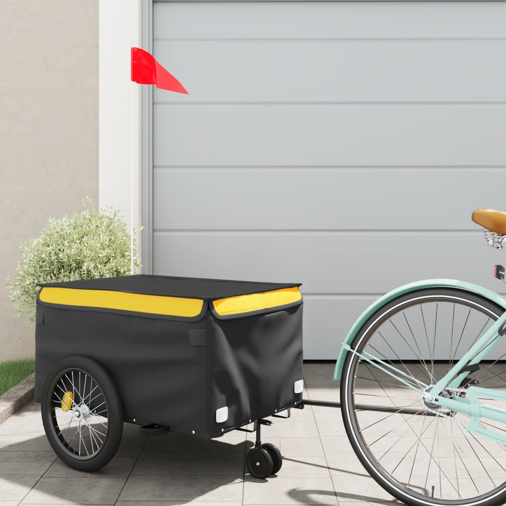 cykelanhænger 30 kg jern sort og gul billede