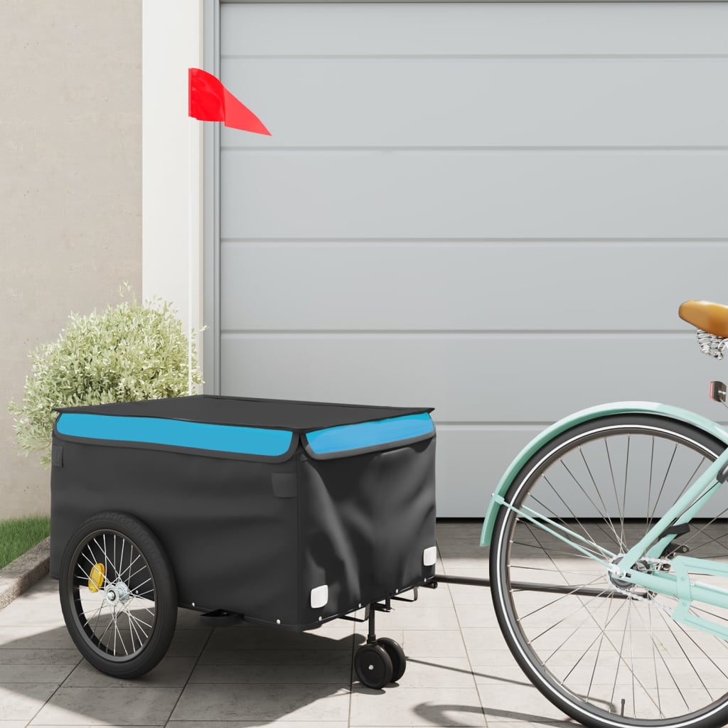 cykelanhænger 30 kg jern sort og blå billede