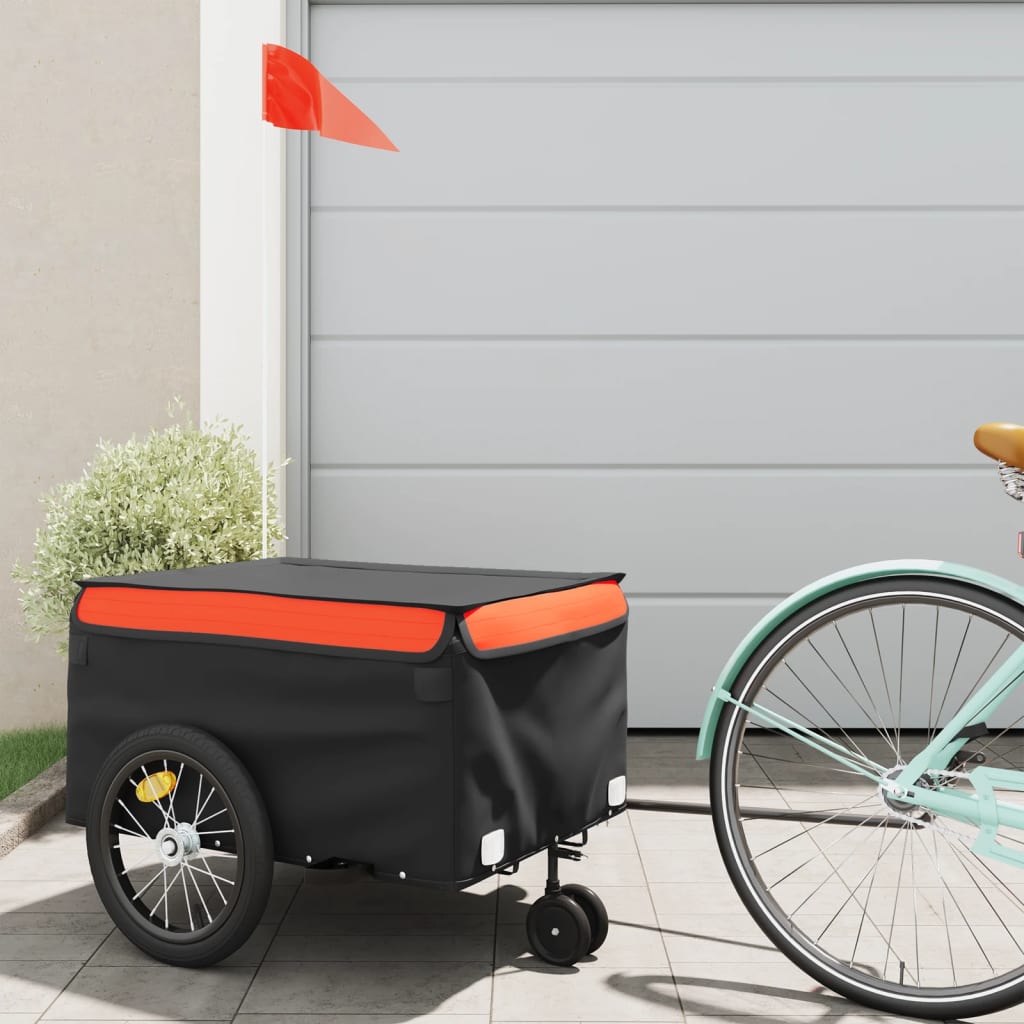 cykelanhænger 45 kg jern sort og orange billede