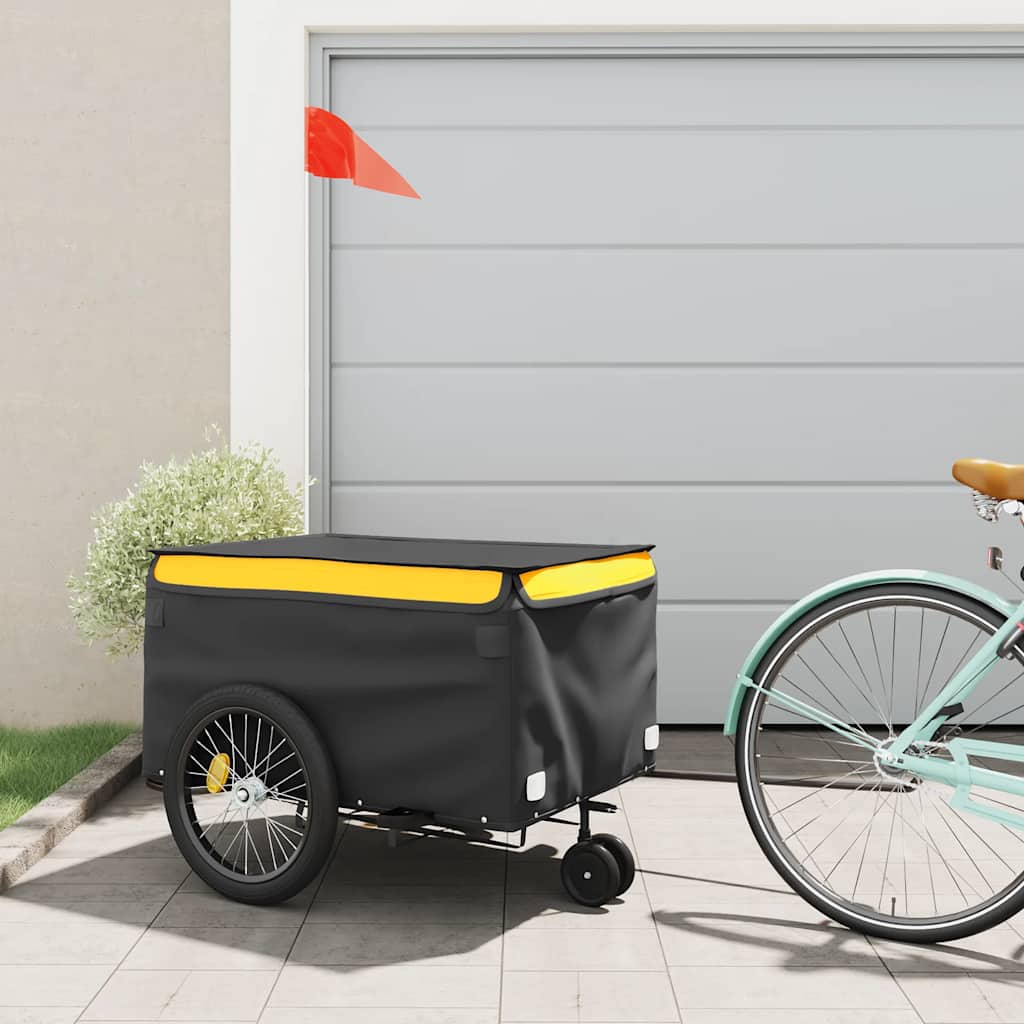 cykelanhænger 45 kg jern sort og gul billede