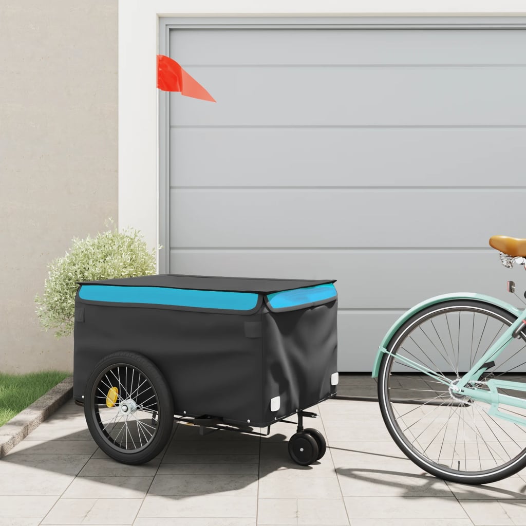 cykelanhænger 45 kg jern sort og blå billede