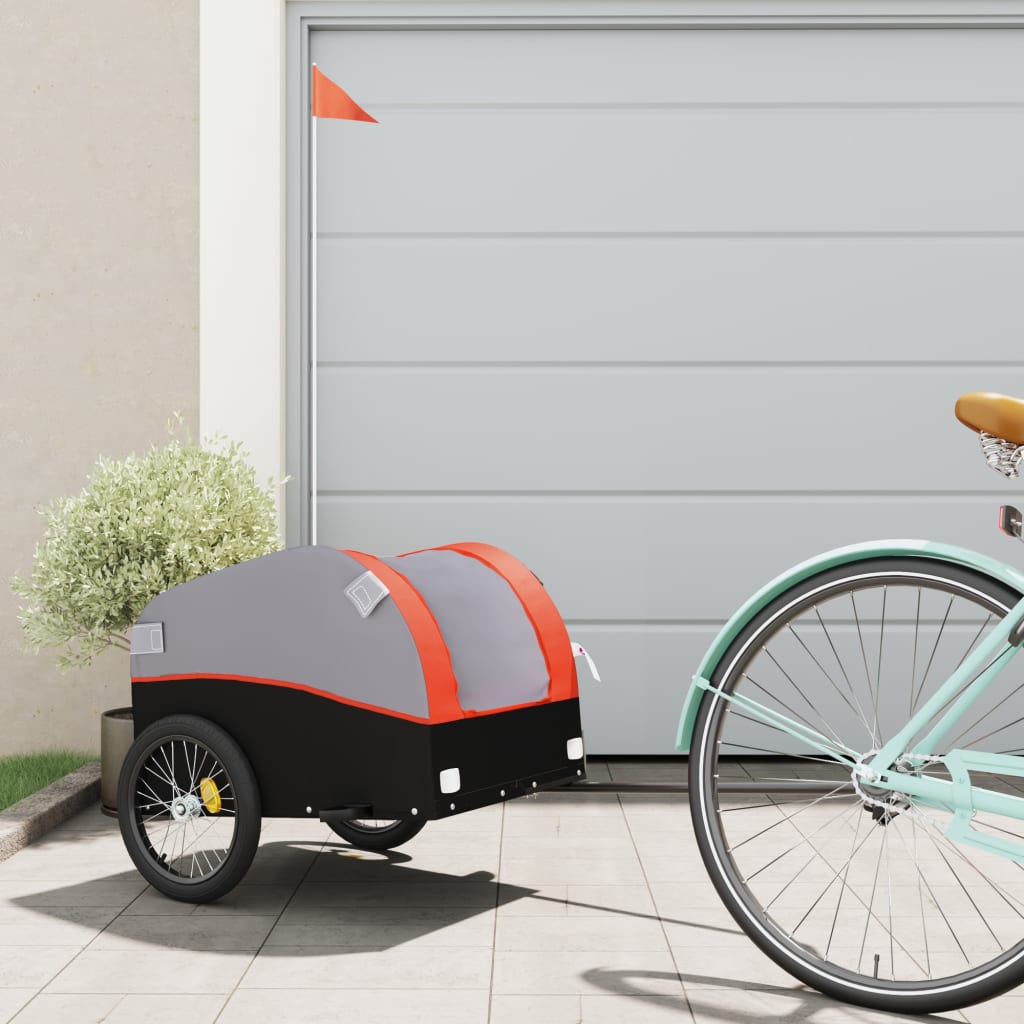cykelanhænger 30 kg jern sort og orange billede
